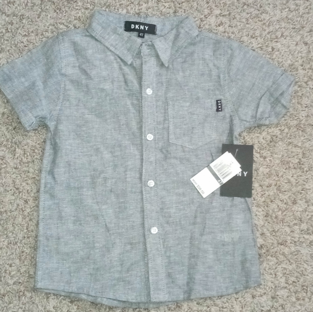 DKNY Light Gray Kids Button Down Shirt